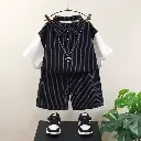 Ensemble Liberty 2 pièces chemise à rayures manches courtes avec short assorti, confortable et stylé  