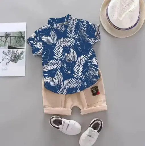 Ensemble 2 pièces été, chemise à manches courtes et shorts bébé
