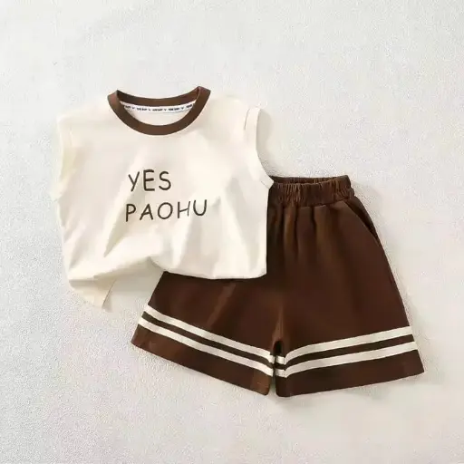 Ensemble Été 2 Pièces pour Garçons, Style Coréen Décontracté avec Impression de Lettres